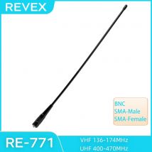 REVEX RE-771 SMA-macho hembra BNC antena de Radio bidireccional Walkie Talkie 144/430MHz 20W 2.15dBi para Baofeng HYT Woxun LINTON