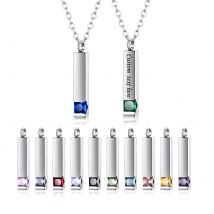 12 Kinds Zircon Birthstone Cremation Jewelry for Ashes Men Women Urn Necklace Stainless Steel Memorial Jewelry