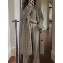 Herbst Winter Retro Gestrickte Pullover Mantel Frauen Korea Mode Vintage Lose Strickjacke Warme Weibliche Design Casual Strickjacke 2024