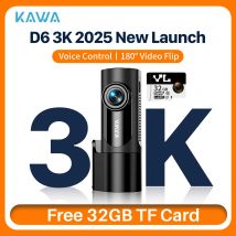 KAWA Dash cam Videoregistratore D6 3K Telecamera per auto, DVR per auto Controllo vocale Dash Telecamera AUTO, Dashcam per visione notturna 2025 Nuovo