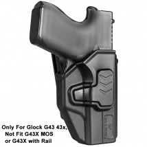 Solo compatibile con Glock G43 G43x, non si adatta al G43X MOS o G43X con binario, fondine OBB, fondina per il trasporto con cintura esterna, mano destra