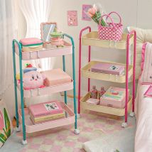 3 Schicht Kontrast farbe Trolley Lager regal mehr schicht ige bewegliche Trolley Kosmetik Snack Lager regal Bad Mobil regal nach Hause