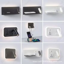 Kinkiet LED z regulowanym kątem Port ładowania USB Mobilne ładowanie bezprzewodowe Salon Hotel Sypialnia Lampka nocna do czytania