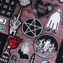 Punk Patch DIY Naszywki do haftu na ubrania Naszywki w paski Naszywki z czaszką ducha na kurtkę
