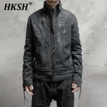 HKSH 2024 Herbst Winter Neue Männer Flut Original Japanische Jacke Mantel Hand Gebürstet Kleber Retro Kurze Stilvolle Zipper Outwear HK3320