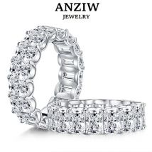 Anziw 925 Sterling Silber 6x4mm Strahlungs schliff matt Ewigkeit Verlobung sring Band simuliert Diamant Eheringe für Frauen Schmuck
