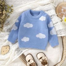 Baby Boy Girl Sweaters Knit Spring Autumn Winter Crew Neck Long Sleeve Newborn Netural Blue Knitwear Tops Children Costumes 1-3Y