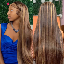 46 pollici P4/27 Evidenziare 13x6 Hd Parrucca Frontale Del Merletto Pre Pizzicato Ombre Bionda Dritto Parrucche Dei Capelli Umani 13x4 Parrucca Anteriore Del Merletto Per Le Donne