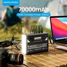MOVESPEED Z70 Pro banco de energía de alta capacidad carga rápida 70000mAh 100W batería externa máxima USB C para iPhone portátil al aire libre