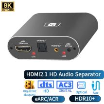 HDMI2.1 Audio Extractor 8K@60Hz Splitter mit optischem und RCA-Ausgang unterstützt eARC/ARC AC3 DTS HDR10+ für PS5 Xbox TV Soundbar