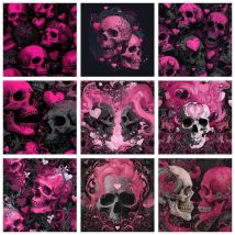 CHENISTORY Full Drill Square Diamond Painting Pink skull 5D DIY Diamond Art Mosaic Cross Stitch Halloween Landscape Handicraft H
