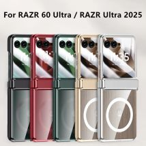 Custodia Magsafe in plastica rigida sottile 3in1 per Motorola RAZR 60 Ultra 2025 copertura armatura cerniera lucida wireless magnetica + protezione in vetro