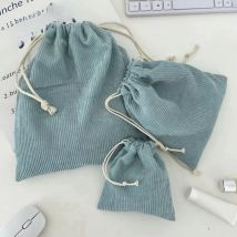 Solid Color Corduroy Drawstring Cosmetic Bags Christmas Gift Package Storage Bag Travel Cosmetic Lipstick Makeup Organizer Pouch