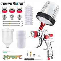 Profesjonalny pistolet natryskowy HVLP 1,4 mm 1,7 mm 2,0 mm, automatyczny pistolet do malowania domowego, 600 ml, 10 jednorazowych kubków miarowych no-clean, w tym szczoteczka do czyszczenia,