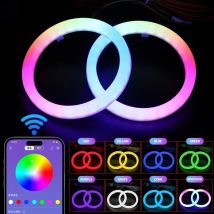 2PCS RGB Baumwolle LED Angel Eyes Halo Ringe 60mm 70mm 80mm LED Scheinwerfer Lampen Für Auto UTV motorrad DRL Augen APP Steuerung