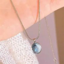Einfache Retro Oval Aquamarin Anhänger Halskette Für Frauen Mädchen Luxus Schlange Kette Halskette Mode Temperament Schmuck Geschenke