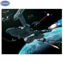 5D-Diamantgemälde zum Selbermachen, quadratisch, rund, Kreuzstich, „Star Trek Raumschiff-Kunst“, Aufkleber, 3D-Diamantmosaik, Stickerei, Heimdekoration