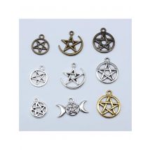 20pcs Charms Hollow Pentagram Star Antique Bronze Silver Color Pendants Antique Jewelry Making DIY Handmade Craft