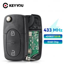 KEYYOU 4D0837231R Remote Car Key 433Mhz ID48 Chip For Audi A3 A4 A6 A8 TT Flip Folding Car Key Contol 4D0.837.231