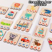 192-teiliges Rechtschreibpuzzle für Kinder, doppelseitiges Zauberpuzzle aus Holz, Buchstabenpuzzle, Spielzeug für Kinder im Vorschulalter, Montessori-Spielzeug