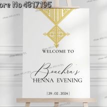 Muslimisches Henna-Willkommensschild, goldene islamische Willkommens-Hochzeitsaufkleber, personalisierte Namen, Datumsaufkleber, Hochzeitsspiegel, Vinyl-Aufkleber