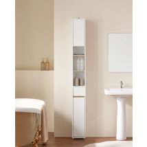 SoBuy BZR34 mobile alto con 5 scomparti Mobile bagno con 1 cassetto e ante mobile bagno Bianco BHT circa 20x180x20 cm