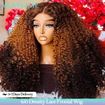 Highlight Ingwer Kinky Curly 400 Dichte 13x6 HD Lace Frontal Perücke Echthaar 13X4 Transparent HD Lace Frontal 350 Farbige Perücke