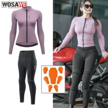WOSAWE Giacca Protettiva Integrale Estiva da Moto per Donna con Armatura Morbida e Pantaloni da Motocross Omologati CE