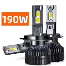 Potenti lampadine per fari a LED per auto super luminose da 190 W H1 H7 H4 H11 H8 9005 HB3 9006 HB4 D2H D1S 6000K Bianco Plug n Play Luci automatiche