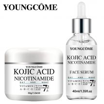 Kojic Acid Whitening Anti Freckle Skin Care Set Face Toner Serum Cream Brighten Moisturizing Spot Removal Fade Blemish Melasma