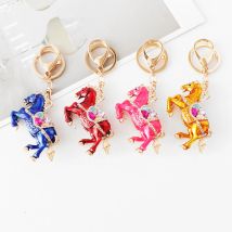 2025 Luxury Horse Key Chain Women's Handbag Pendant Crystal Rhinestone Chinese Zodiac Year Mascot Fashion Accessory