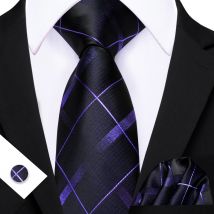 Hellblaue Krawatte für Herren, neuestes Set mit einfarbigem Einstecktuch und Manschettenknöpfen, gewebte Anzugkrawatte, Geschenk für Hochzeiten und Partys 6481