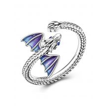 Original 925 Sterling Silver Fire Dragon Open Rings For Women Girls Jewelry Birthday Anniversary Gifts