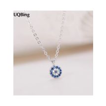 925 Stamp Silver Color Eyes Of Evil Necklaces Pendants Women Blue Cubic Zircon Wedding Necklaces&Pendants Jewelry