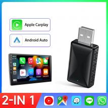 Adapter 2w1 Przewodowy na Bezprzewodowy CarPlay Android Auto do Oryginalnej Radia Samochodowego z USB Plug and Play