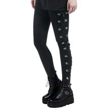Dressfo Women's Leggings Gothic Leggings Solid Color Lace Up Elastic High Waisted Skinny Leggings