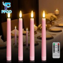 FPOO 4pcs LED Taper Kerzen Rosa Flameless Kerzenlicht Hochzeit Kerze mit Timer Fernbedienung batteriebetrieben, Tisch Kerze Lampe Home Decoration Elektronische Kerze