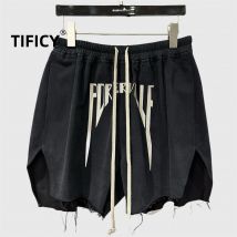 High Street Frühling und Herbst Neue High Fashion Heavy Industry Gestickte Buchstaben Shorts Doppel Schlitz Haarigen Rand Trendige Hosen