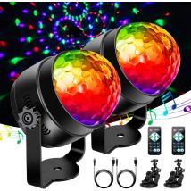 2 confezioni di palline da discoteca 360 °   Luce da discoteca a LED rotante con attivazione musicale e telecomando Luce da festa RGB da 3 W, cavo USB da 4 m