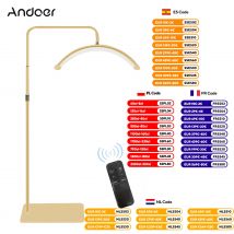 Andoer HD-M6X Luce video da pavimento a LED da 36 W Luce di riempimento a forma di mezzaluna 3200 K-5600 K dimmerabile con supporto luminoso in metallo da 180 cm/70,9 pollici