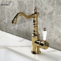 Badezimmer Waschbecken Wasserhahn Haushalt Waschbecken Waschbecken heiß und kalt Anti-Spritz-Wasserhahn Goldfarbe EL6118G