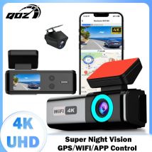 QOZ UHD 4K Dash Cam für Autokamera Nachtsicht mit GPS WiFi 24h Parkschlaufenaufzeichnung 4K Vorne und 1080P Hinten Doppellinse