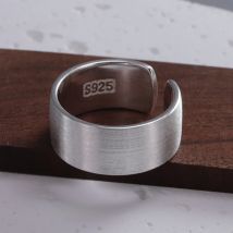 Sam Panda Ringe aus 925er-Sterlingsilber für Damen, einfacher Finger, offen, Vintage, handgefertigt, breiter, glatter Ring, Allergie, als Geburtstagsgeschenk