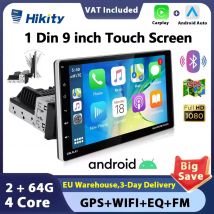 Hikity Universal 9 "Radio de coche 1din Android Radio de coche Carplay pantalla giratoria Bluetooth FM Radio receptor soporte TF/USB