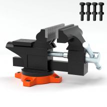 SucceBuy Morsa da banco 4,5" 6" 6,5" multiuso, base girevole e incudine in ghisa resistente per foratura, taglio di condutture, levigatura