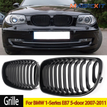 1 paio griglia rene anteriore nero lucido per BMW serie 1 E81 E82 E87 E88 2007-2011 1 linea a doghe Car Styling Sport Racing Grills