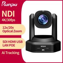 Telecamera PTZ NDI 4K Runpu con SDI, HDMI e USB, Telecamera IP POE per Streaming Live con Zoom 12x/20x per Trasmissioni e Chiese