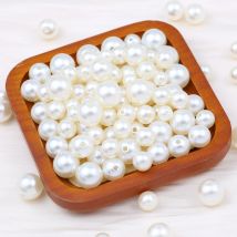 3–14 mm weiße, runde, perforierte Acryl-Imitationsperle, beige, lose Perlen für Schmuckherstellung, Ohrringe, DIY, Schlüsselanhänger, Zubehör