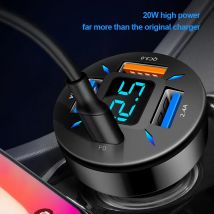 Ładowarka samochodowa Szybkie ładowanie Adapter do zapalniczki 4-portowy USB A USB C Szybkie