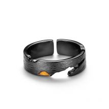 Persönlichkeit Schwarz Tracks Rissige Ring Männlichen Zeigefinger Zubehör Retro Einfache 925 Sterling Silber Ring Für Männer Schmuck Öffnen